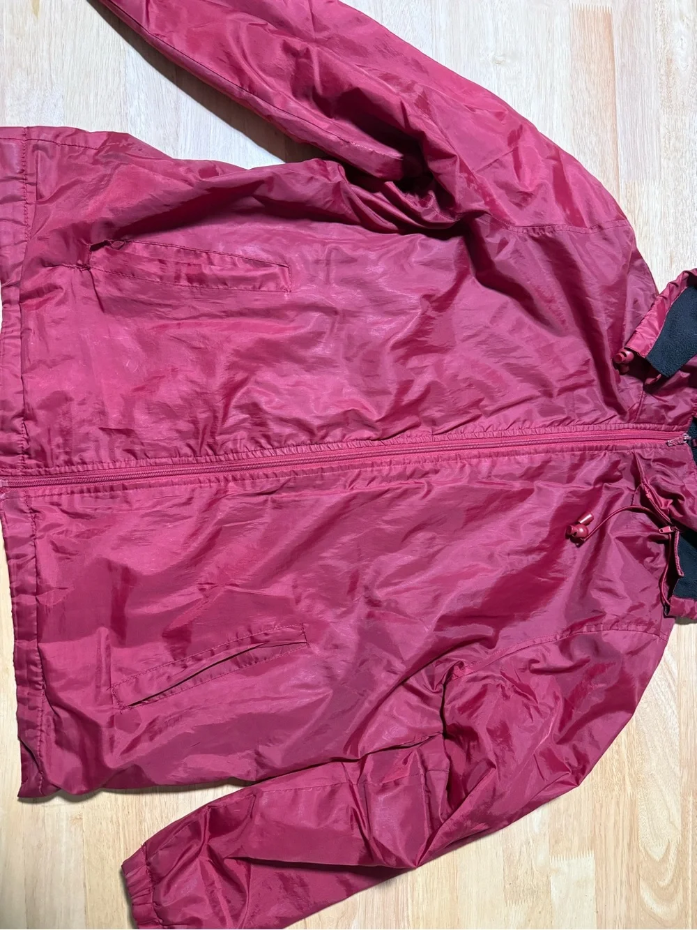 Totes Men’s Large Hooded Winter Jacket Red Full Zip Fleece Lined Coat